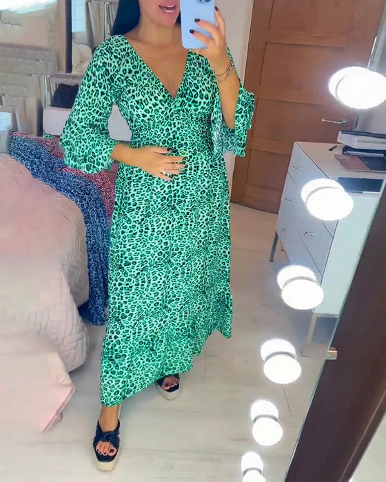 🔥What should I wear tomorrow?🔥Women's Cotton Wrap Dress with leopard pattern